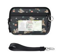 TropicalLife Cartera con diseño de koala de flores divertidas para mujeres, hombres, niños, niñas, niños, monederos pequeños con cremallera y ventana de identificación, ligera, portátil, pequeña bolsa