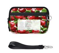 TropicalLife Cartera con diseño de manzanas de frutas para mujeres, hombres, niños, niñas, niños, monederos con cremallera y ventana de identificación, ligera, portátil, pequeña bolsa organizadora de