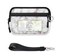 TropicalLife Cartera con diseño de mármol para mujeres, hombres, niños, niñas, niños, monederos con patrón de mármol, mini funda con cremallera para tarjetas con ventana de identificación, ligera