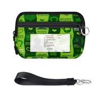 TropicalLife Cartera con diseño de tréboles felices para mujeres, hombres, niños y niñas, monederos con cremallera y ventana de identificación, ligera, portátil, pequeña, organizador de tarjetas