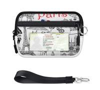 TropicalLife Cartera con estampado de París para mujeres, hombres, niños, niñas, niños, monederos con patrón de París, mini funda con cremallera para tarjetas con ventana de identificación, ligera