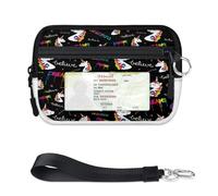 TropicalLife Cartera con estampado de unicornios mágicos para mujeres, hombres, niños, niñas, niños, unicornios, monederos, mini funda con cremallera para tarjetas con ventana de identificación