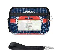 TropicalLife Cartera con forma de corazón de ancla para mujeres, hombres, niños, niñas, niños, monederos de ancla, mini funda con cremallera para tarjetas con ventana de identificación, ligera