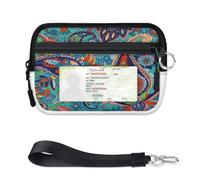 TropicalLife Cartera con patrón de cachemira para mujeres, hombres, niños, niñas, niños, monederos con cremallera y ventana de identificación, ligera, portátil, pequeña bolsa organizadora de tarjetas