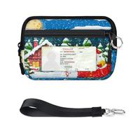 TropicalLife Cartera con patrón de Feliz Navidad para mujeres, hombres, niños, niñas, niños, monederos, mini funda con cremallera para tarjetas con ventana de identificación, ligera, portátil, pequeña