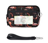 TropicalLife Cartera con patrón de flamenco para mujeres, hombres, niños, niñas, niños, monederos de flamencos, mini funda con cremallera para tarjetas con ventana de identificación, ligera, portátil