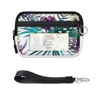 TropicalLife Cartera con patrón de flores de la selva para mujeres, hombres, niños, niñas, niños, monederos de flores, mini funda con cremallera para tarjetas con ventana de identificación, ligera
