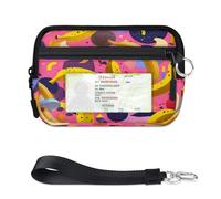 TropicalLife Cartera con patrón de frutas y plátanos para mujeres, hombres, niños, niñas, niños, monederos, mini funda con cremallera para tarjetas con ventana de identificación, ligera, portátil