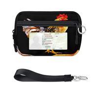 TropicalLife Cartera con patrón de gallo para mujeres, hombres, niños, niñas, niños, monederos con estampado de gallo, mini funda con cremallera para tarjetas con ventana de identificación, ligera