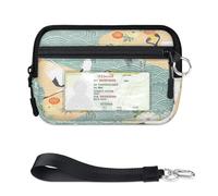 TropicalLife Cartera con patrón de grúas japonesas para mujeres, hombres, niños, niñas, niños, monederos, mini funda con cremallera para tarjetas con ventana de identificación, ligera, portátil