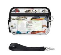 TropicalLife Cartera con patrón de helicópteros de avión para mujeres, hombres, niños, niñas, niños, monederos, mini funda con cremallera para tarjetas con ventana de identificación, ligera, portátil