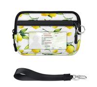 TropicalLife Cartera con patrón de hojas de limón para mujeres, hombres, niños, niñas, niños, monederos de limón, mini funda con cremallera para tarjetas con ventana de identificación, ligera