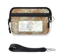 TropicalLife Cartera con patrón de leopardo para mujeres, hombres, niños, niñas, niños, monederos con diseño de leopardo, mini funda con cremallera para tarjetas con ventana de identificación, ligera