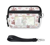 TropicalLife Cartera con patrón de patas para mujeres, hombres, niños, niñas, niños, perros, mini monederos con cremallera, con ventana de identificación, ligera, portátil, pequeña bolsa organizadora
