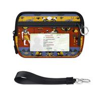 TropicalLife Cartera con patrón egipcio antiguo para mujeres, hombres, niños, niñas, niños, monederos egipcios, mini funda con cremallera para tarjetas con ventana de identificación, ligera, portátil