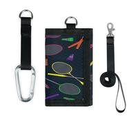 TropicalLife Cartera de bádminton con bolsillo pequeño y delgado, organizador de dinero, raquetas de bádminton, monedero ligero y portátil