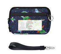 TropicalLife Cartera de dinosaurio astronauta para mujeres, hombres, niños, niñas, niños, monederos con patrón de dinosaurio, mini funda con cremallera para tarjetas con ventana de identificación