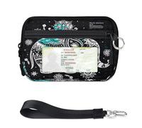 TropicalLife Cartera de elefante para mujeres, hombres, niños, niñas, niños, étnicos, mandala, elefante, monedero, mini funda con cremallera, con ventana de identificación, ligera, portátil, pequeña