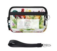 TropicalLife Cartera de gallinas para mujeres, hombres, niños, niñas, pollos, gallinas, gallinas, monederos, mini funda con cremallera para tarjetas con ventana de identificación, ligera, portátil