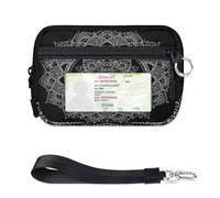 TropicalLife Cartera de mandala con diseño de flores para mujeres, hombres, niños, niñas, niños, monederos de mandala, mini funda con cremallera para tarjetas con ventana de identificación, ligera
