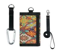 TropicalLife Cartera de mandala étnica con diseño de flores y bolsillo pequeño, organizador de dinero, bolsa ligera y portátil