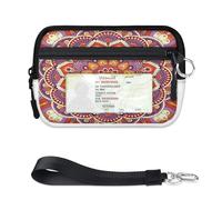 TropicalLife Cartera de mandala india tribal para mujeres, hombres, niños y niñas, monederos de mandala, mini funda con cremallera para tarjetas con ventana de identificación, ligera, portátil