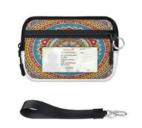 TropicalLife Cartera de mandala para mujeres, hombres, niños, niñas, niños, monederos vintage de mandala, mini funda con cremallera para tarjetas con ventana de identificación, ligera, portátil