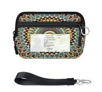 TropicalLife Cartera de mandala para mujeres, hombres, niños y niñas, monederos étnicos de mandala, mini funda con cremallera para tarjetas con ventana de identificación, ligera, portátil, pequeña