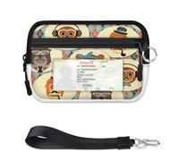 TropicalLife Cartera de mono con patrón hipster para mujeres, hombres, niños, niñas, niños, monederos con cremallera y ventana de identificación, ligera, portátil, pequeña bolsa organizadora de