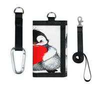 TropicalLife Cartera de pingüino delgada y pequeña bolsa organizadora de dinero, diseño de pingüino, amor, corazón, ligero, portátil