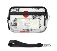 TropicalLife Cartera de pintura artística japonesa para mujeres, hombres, niños, niñas, niños, monederos japoneses, mini estuche con cremallera para tarjetas con ventana de identificación, ligero