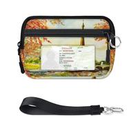 TropicalLife Cartera de pintura de la Torre Eiffel de París para mujeres, hombres, niños, niñas, niños, monederos pequeños con cremallera y ventana de identificación, ligera, portátil, pequeña bolsa