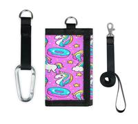 TropicalLife Cartera de unicornio arcoíris delgada y pequeña bolsa organizadora de dinero con forma de dona de unicornio ligero y portátil