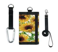 TropicalLife Cartera delgada con diseño de girasoles amarillos pintados, bolsa organizadora de dinero con patrón de girasoles ligeros y portátiles