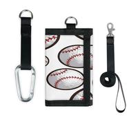 TropicalLife Cartera delgada con patrón de béisbol, bolsa organizadora de dinero con bolsillo pequeño, color blanco, bolsa de cambio ligera y portátil