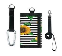 TropicalLife Cartera delgada con patrón de cinta de girasol, bolsillo pequeño, organizador de dinero, bolso de cambio ligero y portátil