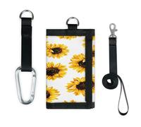 TropicalLife Cartera delgada con patrón de girasol, bolsa organizadora de dinero con bolsillo pequeño, diseño de girasol, bolsa de cambio ligera y portátil
