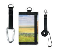 TropicalLife Cartera delgada y pequeña con diseño de campo de flores de caballo, bolsa organizadora de dinero, ligera, portátil