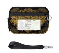 TropicalLife Cartera étnica con diseño de mandala de libélula para mujeres, hombres, niños, niñas, niños, monederos con cremallera y ventana de identificación, ligera, portátil, pequeña bolsa