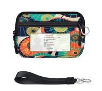 TropicalLife Cartera japonesa con estampado de paraguas para mujeres, hombres, niños, niñas, niños, monederos, mini funda con cremallera para tarjetas con ventana de identificación, ligera, portátil
