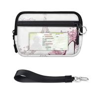 TropicalLife Cartera moderna de la Torre Eiffel de París para mujeres, hombres, niños, niñas, niños, monederos pequeños con cremallera y ventana de identificación, ligera, portátil, pequeña bolsa