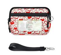 TropicalLife Cartera pintada con formas de corazón para mujeres, hombres, niños, niñas, niños, monederos de corazón, mini funda con cremallera y ventana de identificación, ligera, portátil, pequeña