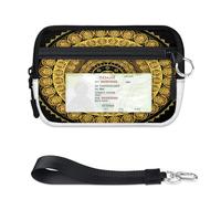 TropicalLife Cartera redonda de mandala para mujeres, hombres, niños, niñas, niños, monederos de mandala, mini funda con cremallera para tarjetas con ventana de identificación, ligera, portátil