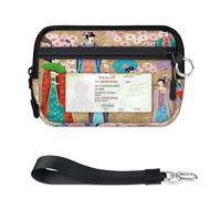 TropicalLife Cartera retro con temática japonesa para mujeres, hombres, niños, niñas, niños, mujeres, monederos japoneses, mini estuche con cremallera para tarjetas con ventana de identificación