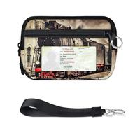 TropicalLife Cartera retro de tren de vapor para mujeres, hombres, niños, niñas, niños, monederos con patrón de tren, mini funda con cremallera para tarjetas con ventana de identificación, ligera
