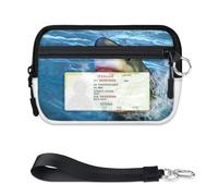 TropicalLife Cartera Shark Ocean para mujeres, hombres, niños, niñas, niños, monederos marinos de tiburón, mini funda con cremallera para tarjetas con ventana de identificación, ligera, portátil