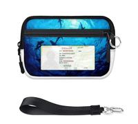 TropicalLife Cartera Shark Ocean para mujeres, hombres, niños y niñas, monederos con estampado de tiburón, mini funda con cremallera para tarjetas con ventana de identificación, ligera, portátil