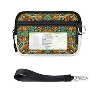 TropicalLife Cartera tribal india de mandala para mujeres, hombres, niños y niñas, monederos de mandala, mini funda con cremallera para tarjetas con ventana de identificación, ligera, portátil
