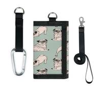 TropicalLife Cute Dogs Carlino Cartera delgada de bolsillo pequeño organizador de dinero Bolsa de cambio de perro patrón de perros ligero portátil