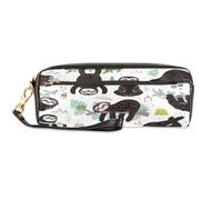 TropicalLife Cutes Sleeping Sloths - Estuche de piel sintética para lápices, para niños, niñas, hombres, mujeres, perezosos de dibujos animados, bolsa para lápices, bolsa con cremallera, artículos de